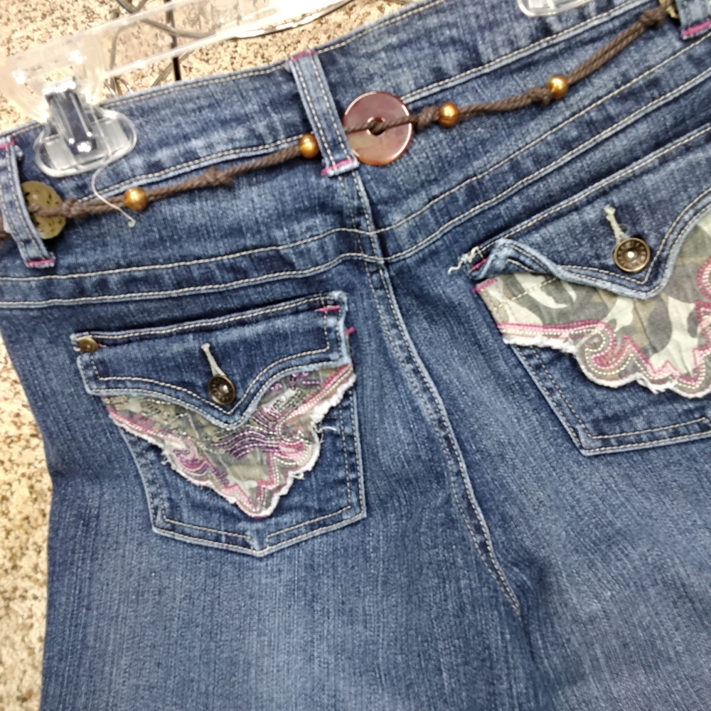 3830 Size 12 1/2 Zara Bohemian Floral Patchwork Flare Jeans - Picture 5 of 7